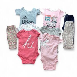 Carter's Baby Clothing Bundle - Gray, White, Pink. Size 6 Months